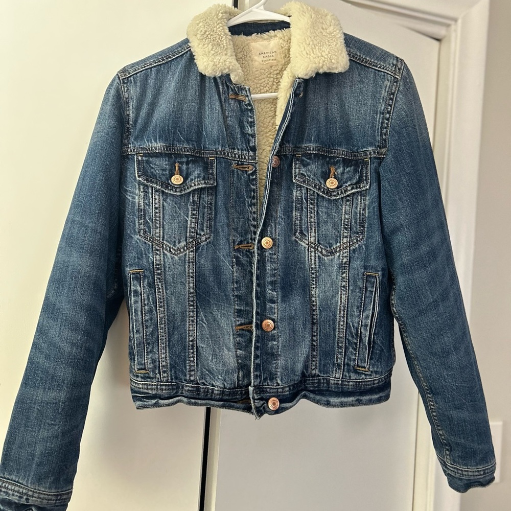 Shearling lined denim jacket